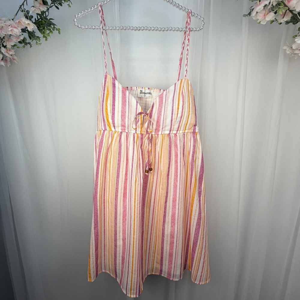 No Boundaries Cami A-line Spaghetti Strap Tank Dress XL(16-18) Pink Orange White